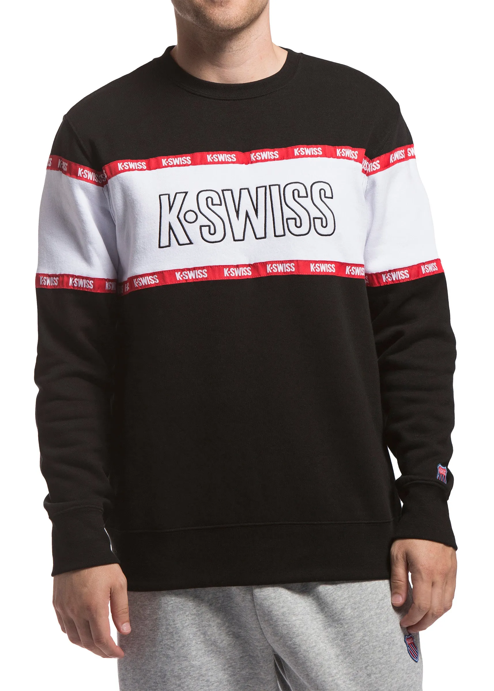 102449-008 | MENS SWISS TAPE FLEECE CREW | BLACK