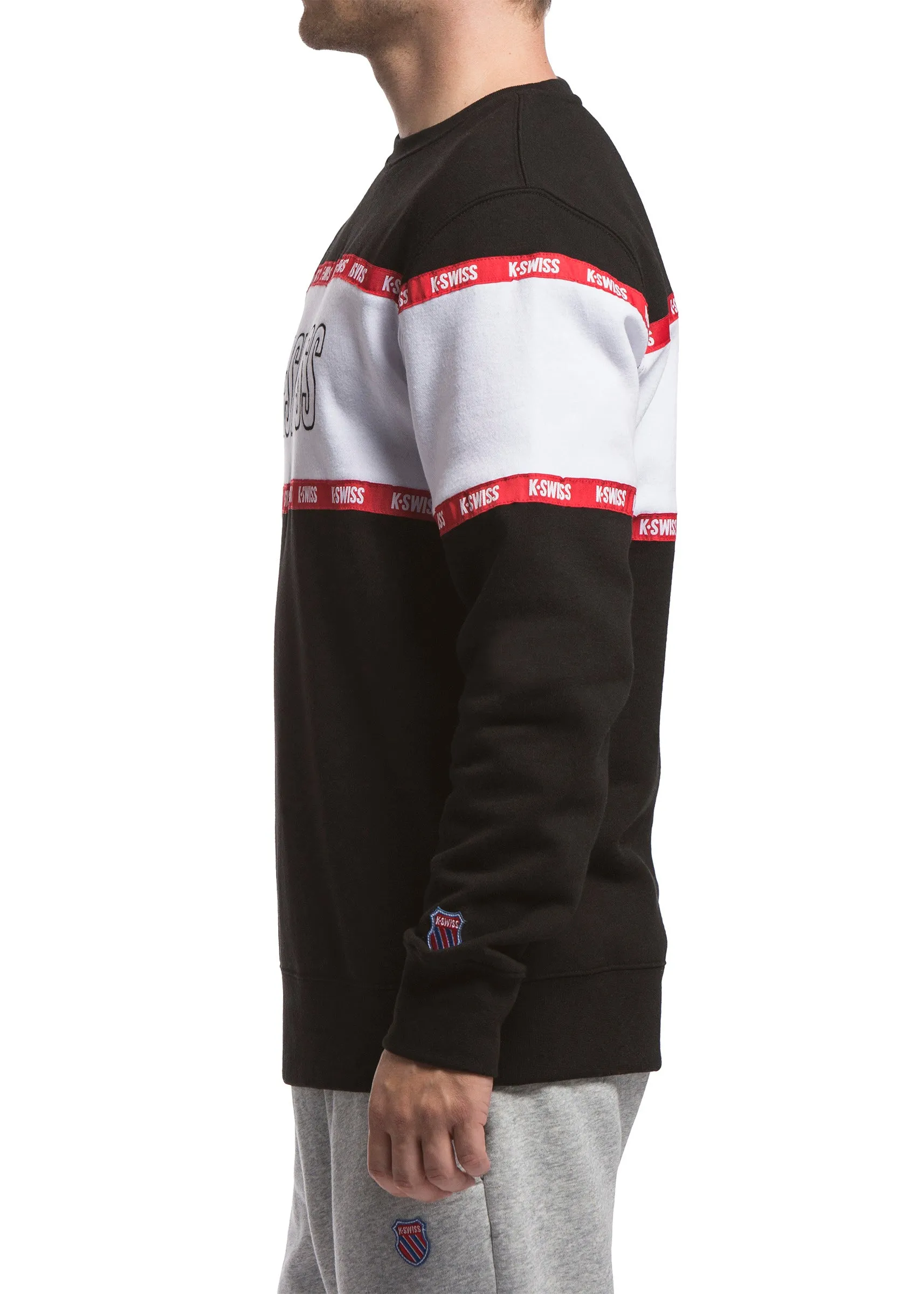 102449-008 | MENS SWISS TAPE FLEECE CREW | BLACK