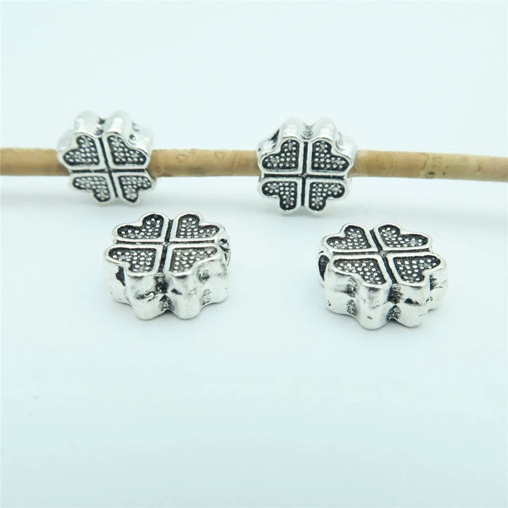 20 Pcs for 3mm round leather Antique Silver Clover beads with draw jewelry supplies jewelry finding D-5-3-18