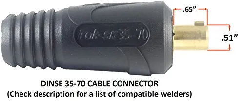 200 Amp Welding Electrode Holder Lead Assembly - Dinse 35-70 Connector - #2 AWG cable (100 FEET)