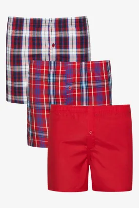 3 Pack Check Boxers Red