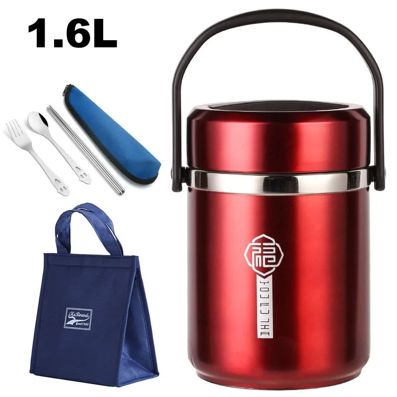 6 Hours Thermal Vacuum Lunch Box 304 Stainless Steel Insulated Worker Adult Food Container Large Picnic Student Bento Box Set