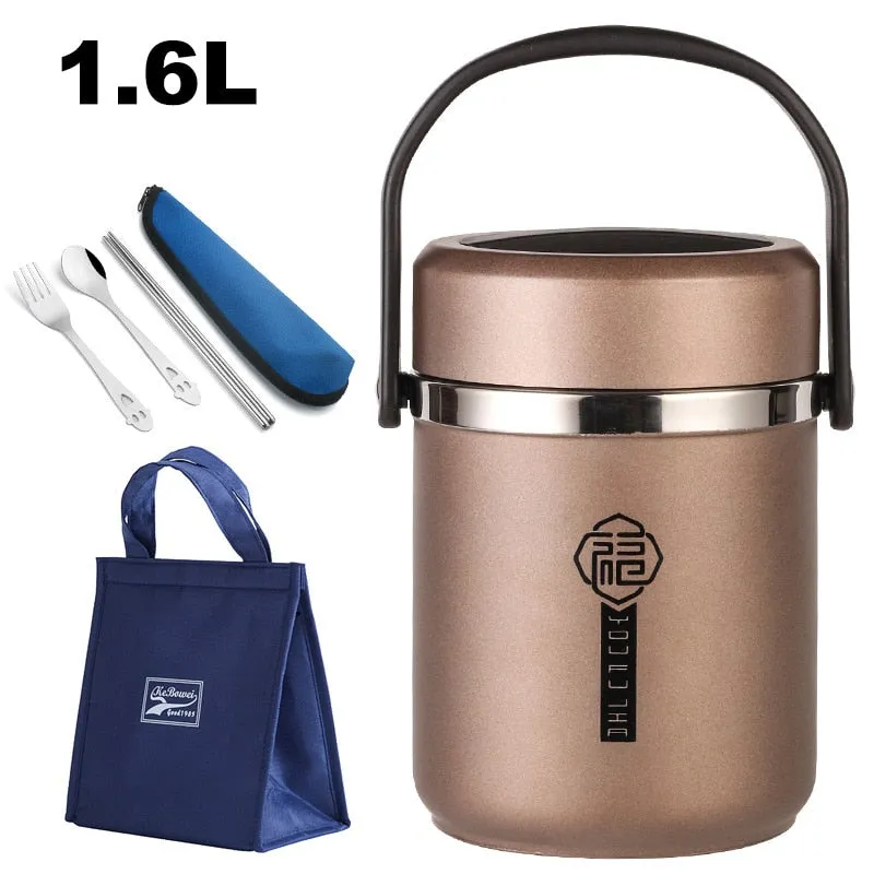 6 Hours Thermal Vacuum Lunch Box 304 Stainless Steel Insulated Worker Adult Food Container Large Picnic Student Bento Box Set