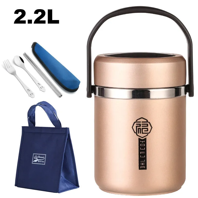 6 Hours Thermal Vacuum Lunch Box 304 Stainless Steel Insulated Worker Adult Food Container Large Picnic Student Bento Box Set