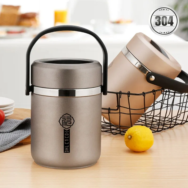 6 Hours Thermal Vacuum Lunch Box 304 Stainless Steel Insulated Worker Adult Food Container Large Picnic Student Bento Box Set