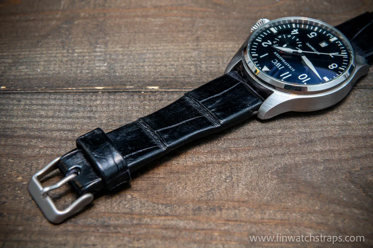 Alligator watch strap, Pilot watch strap, handmade in Finland