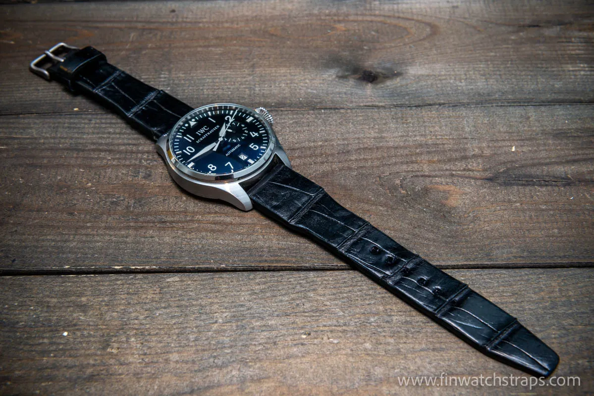 Alligator watch strap, Pilot watch strap, handmade in Finland