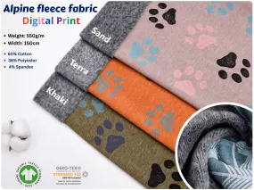 Alpine Fleece Animal Footprint  Print Fabric