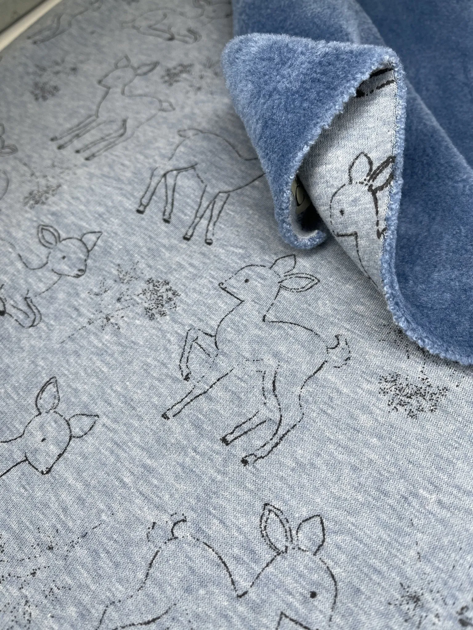 Alpine Fleece Bambi Deer Print  Fabric