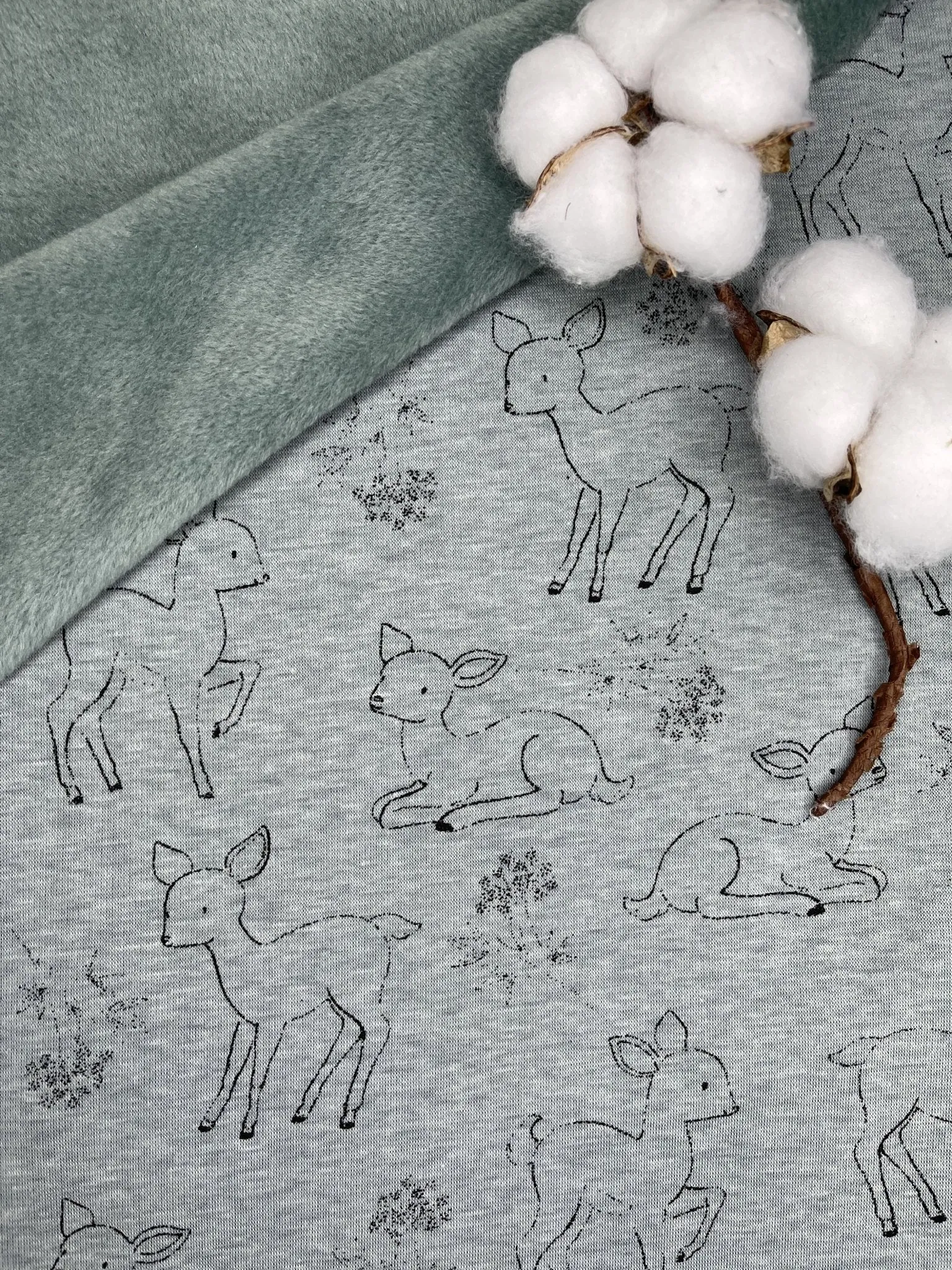 Alpine Fleece Bambi Deer Print  Fabric