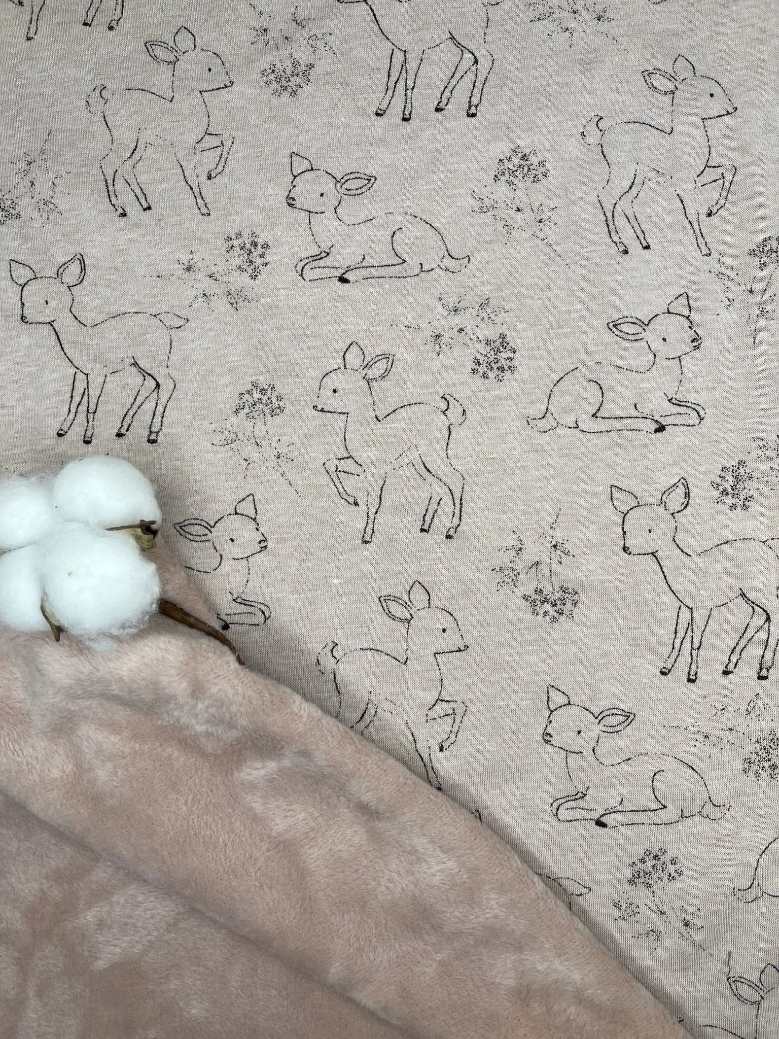 Alpine Fleece Bambi Deer Print  Fabric