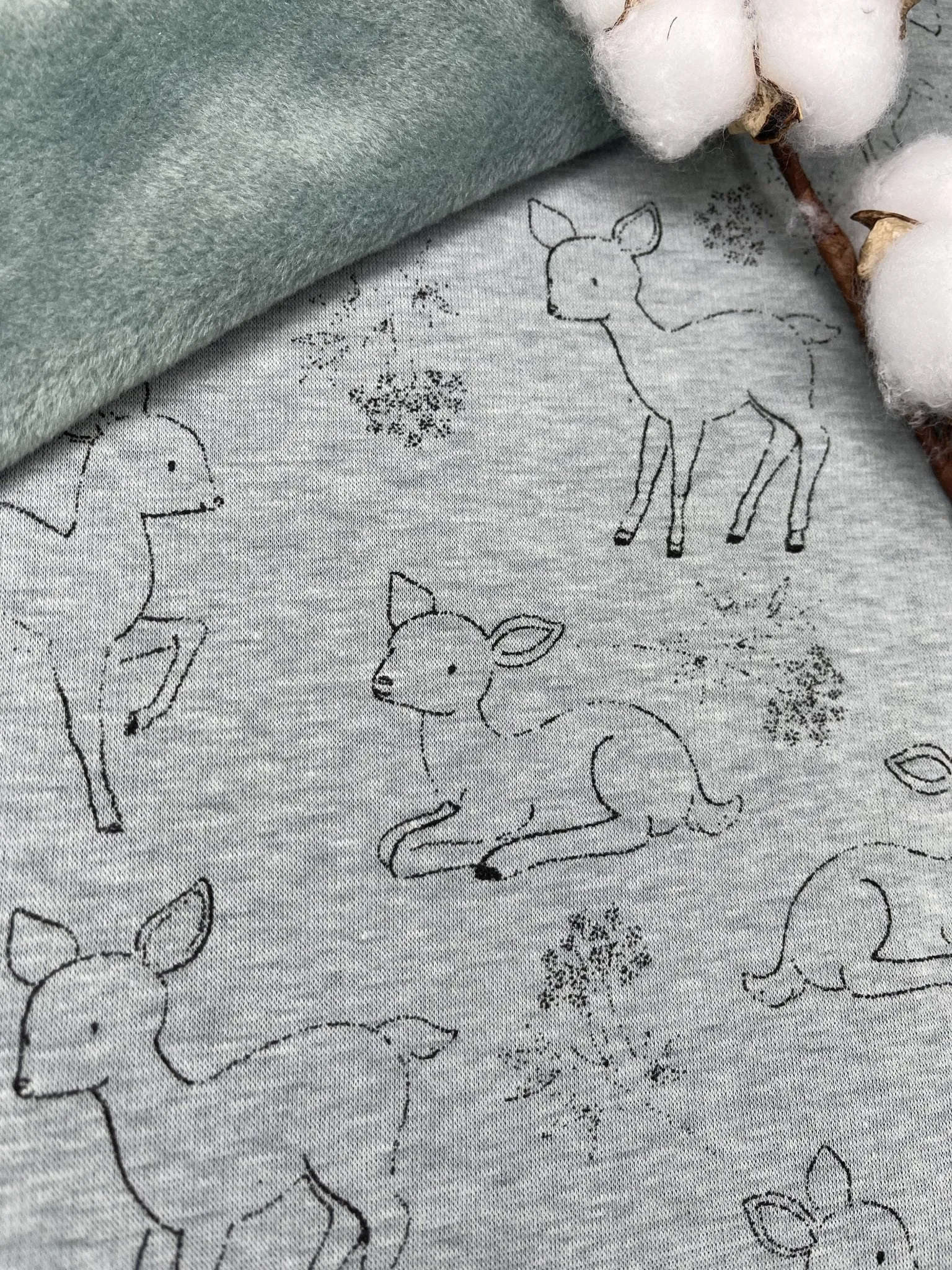 Alpine Fleece Bambi Deer Print  Fabric