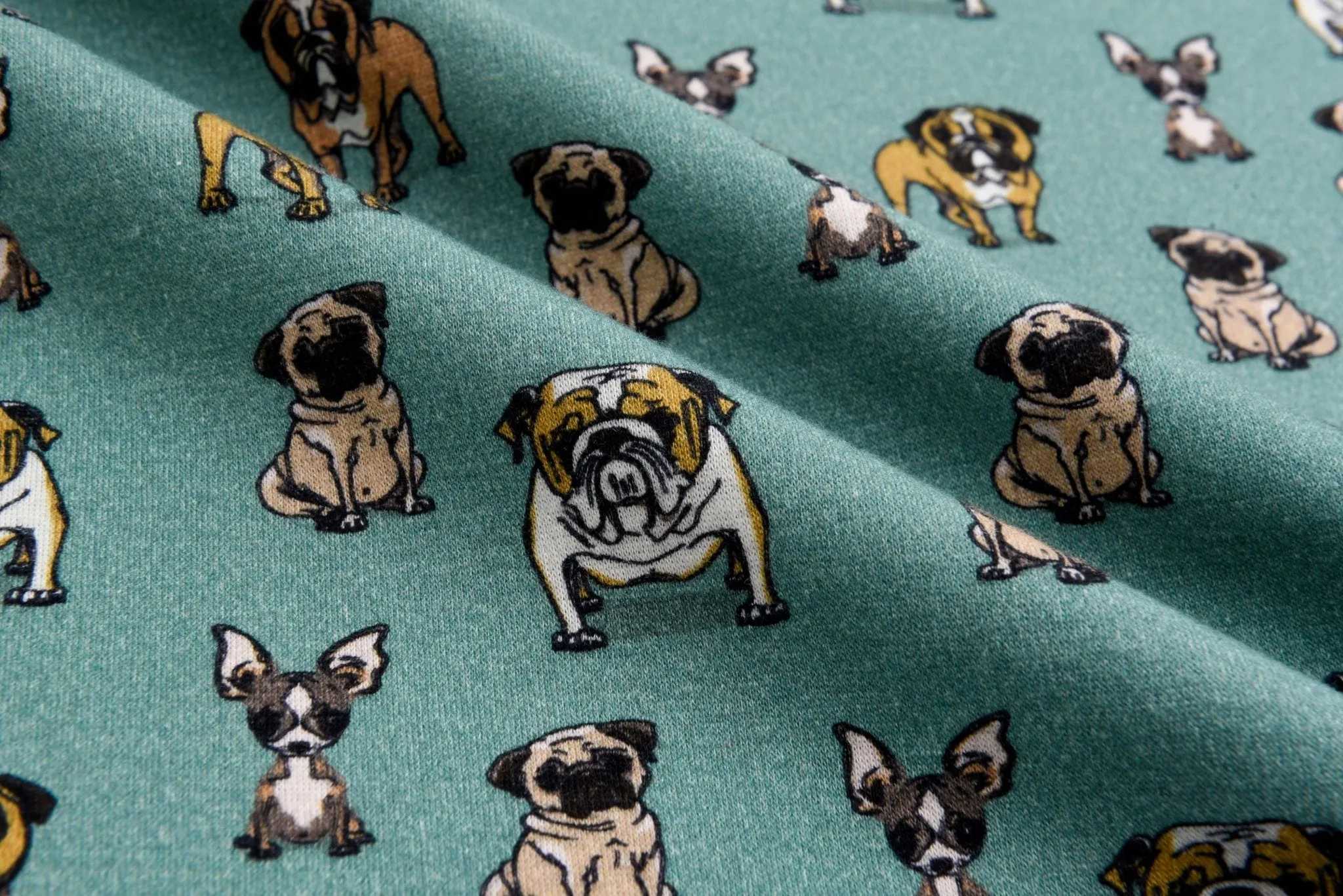 Alpine Fleece Bulldog Print Fabric- 5002