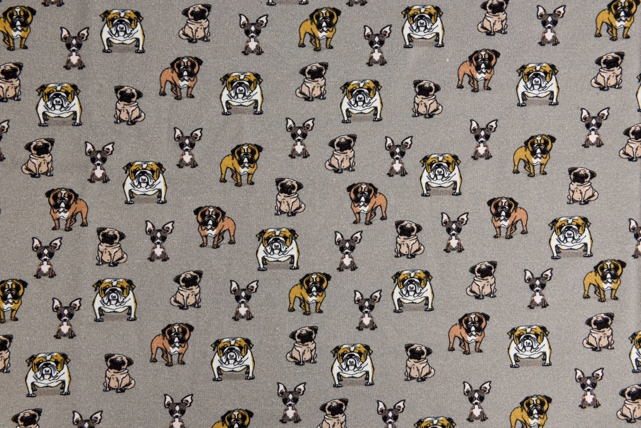 Alpine Fleece Bulldog Print Fabric- 5002