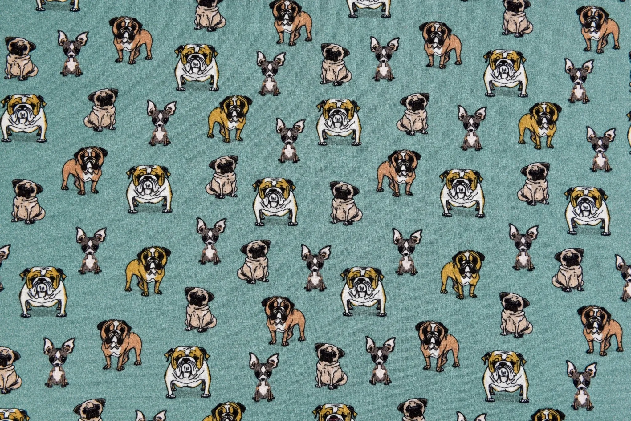 Alpine Fleece Bulldog Print Fabric- 5002