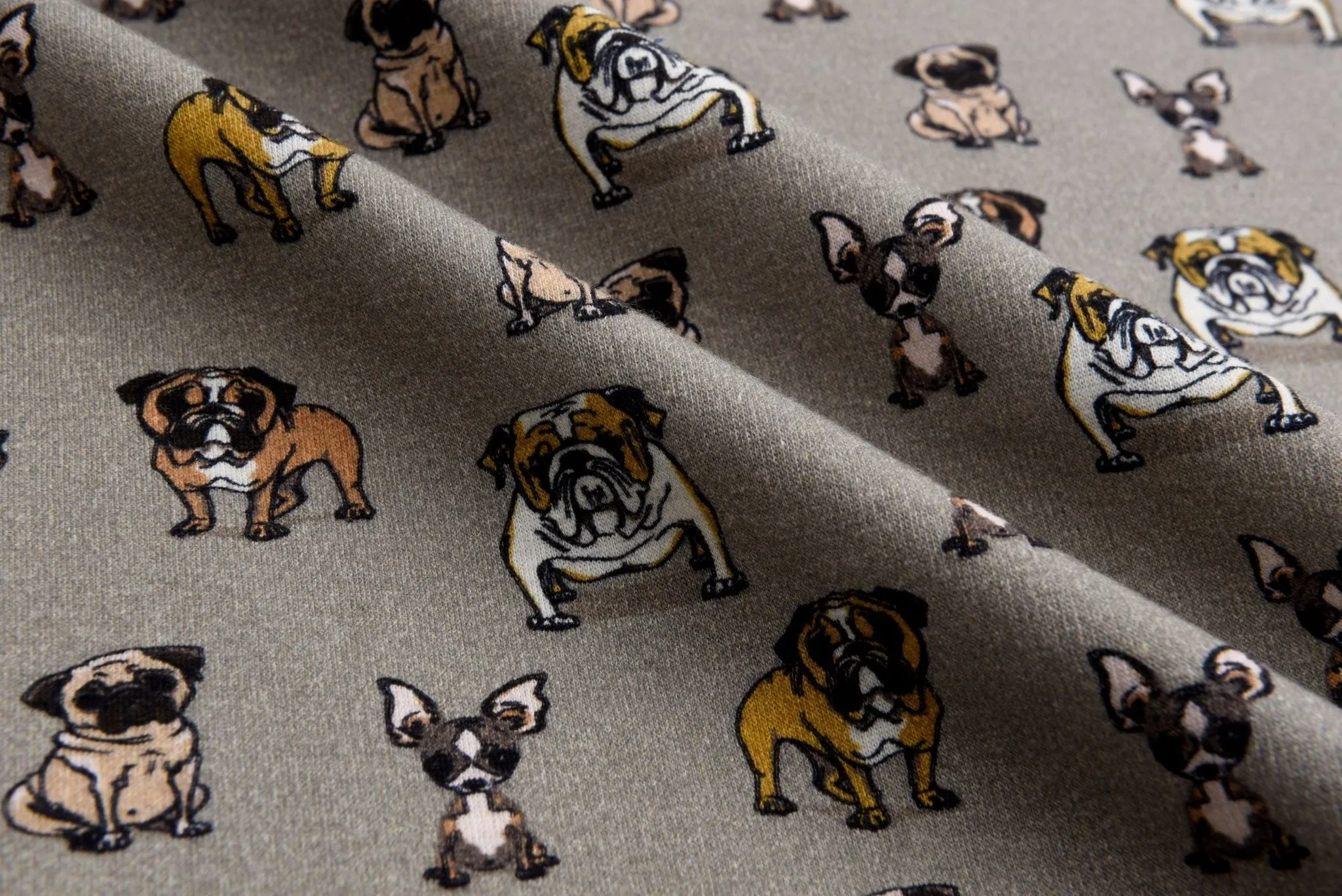 Alpine Fleece Bulldog Print Fabric- 5002