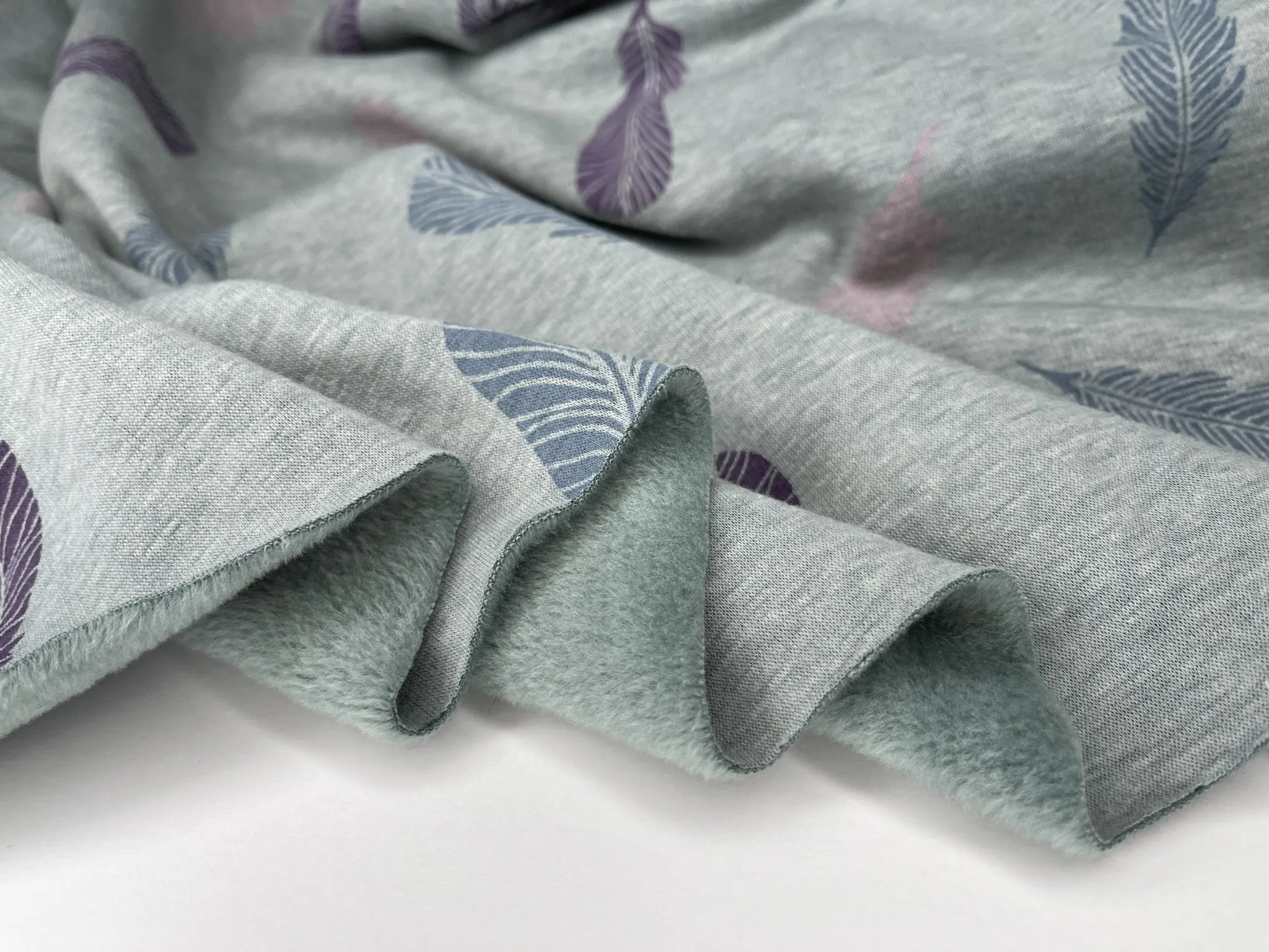 Alpine Fleece Feathers Print  Fabric