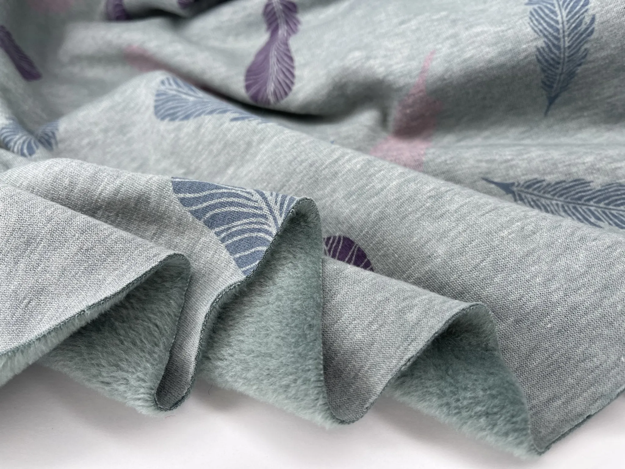 Alpine Fleece Feathers Print  Fabric