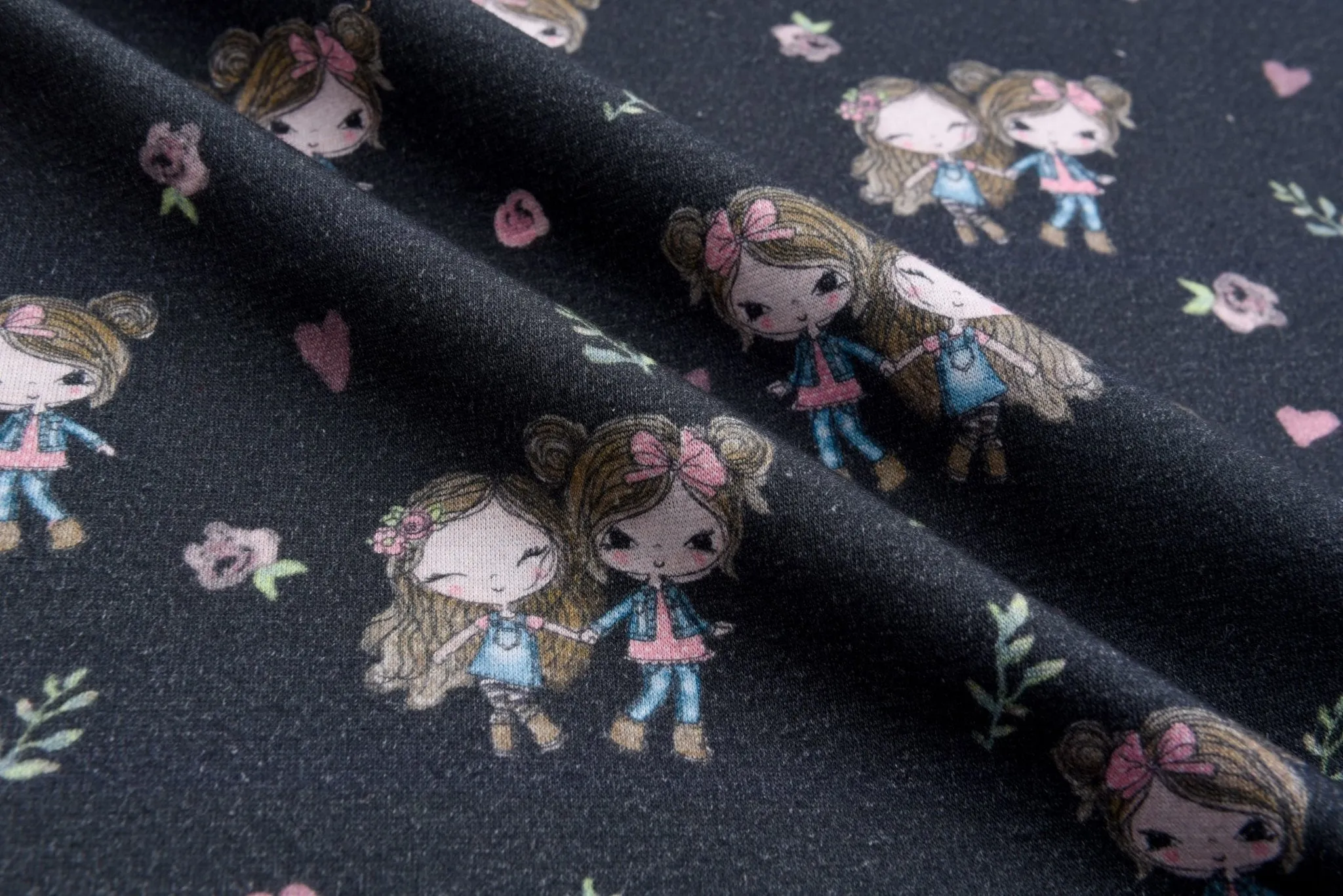 Alpine Fleece Girls Sisters Print Fabric - 4998