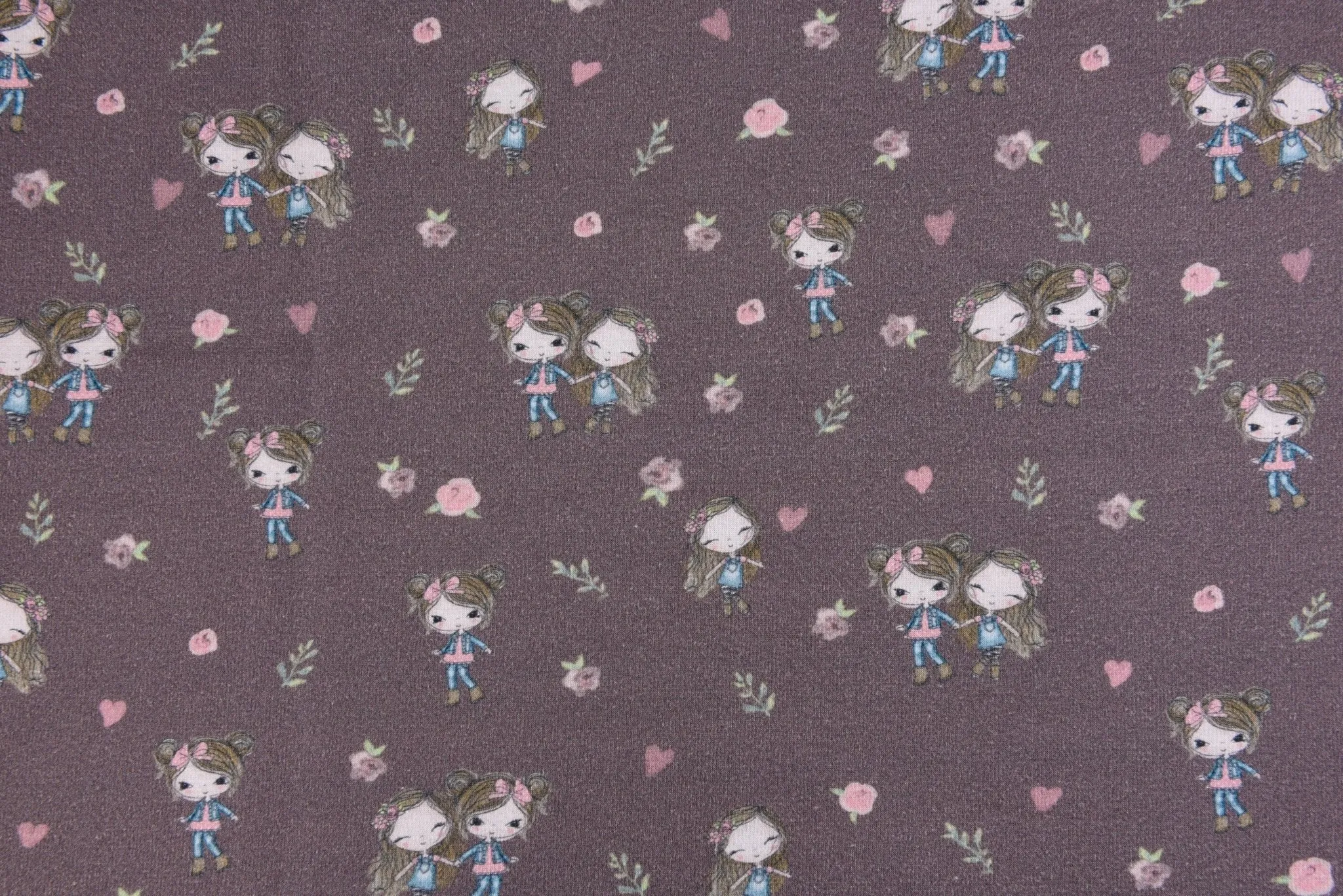 Alpine Fleece Girls Sisters Print Fabric - 4998