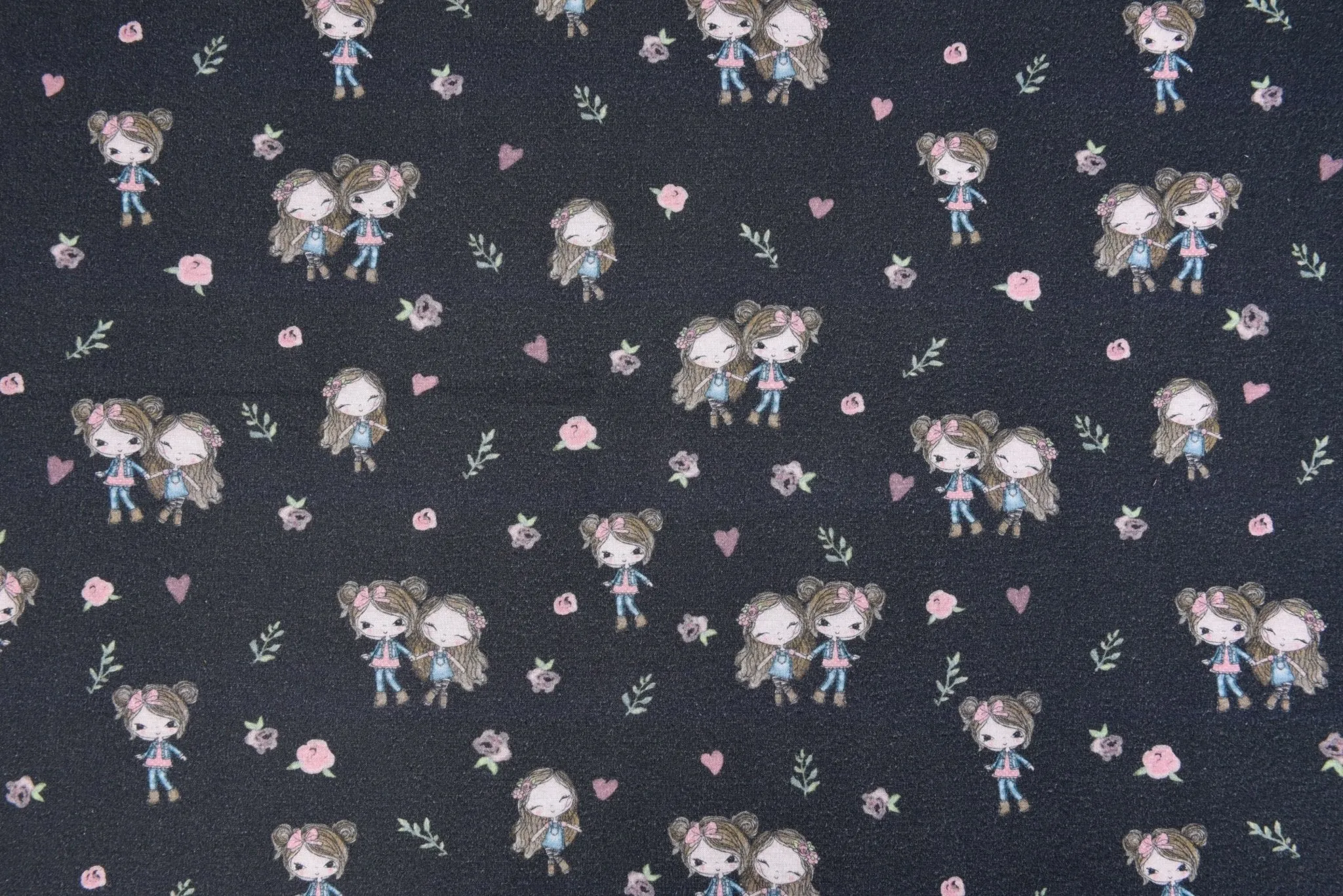 Alpine Fleece Girls Sisters Print Fabric - 4998