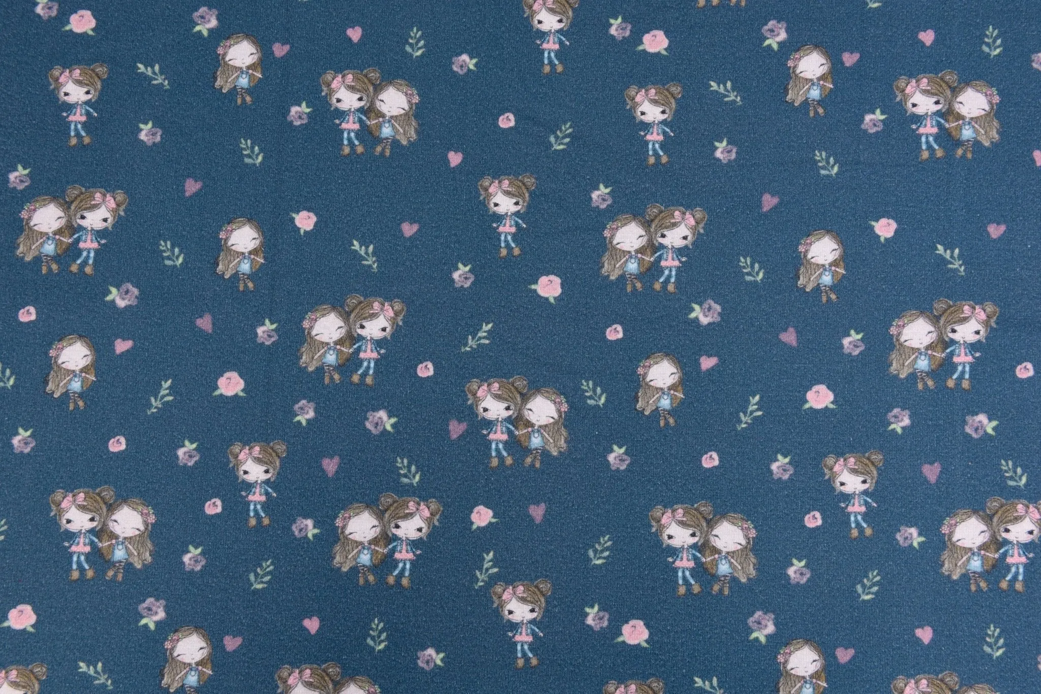 Alpine Fleece Girls Sisters Print Fabric - 4998