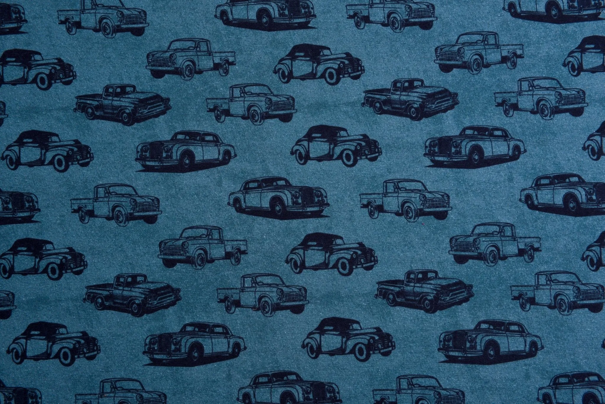 Alpine Fleece Retro Cars  Print Fabric - 5006