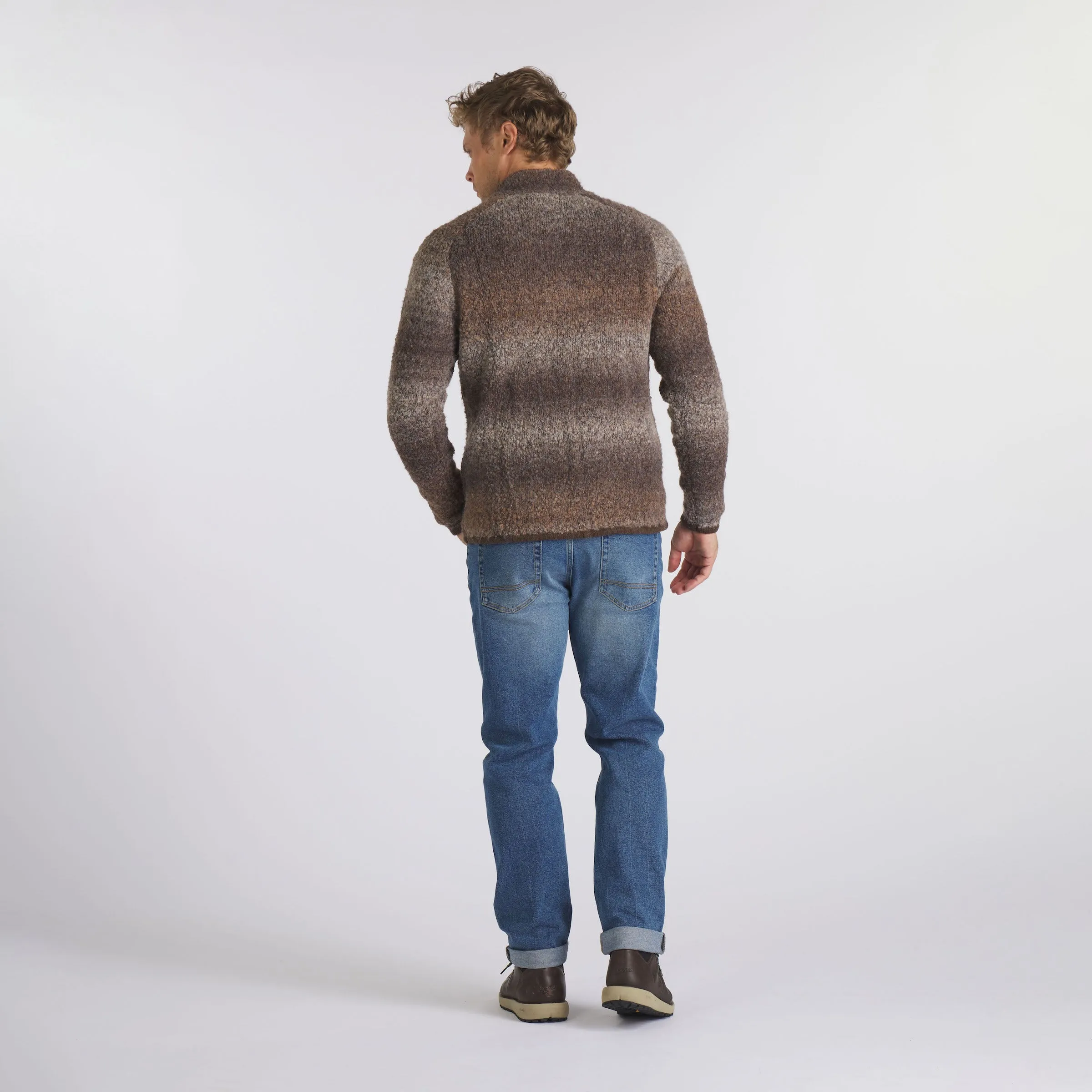 Ambassador Boucle Half Zip Sweater - Brown