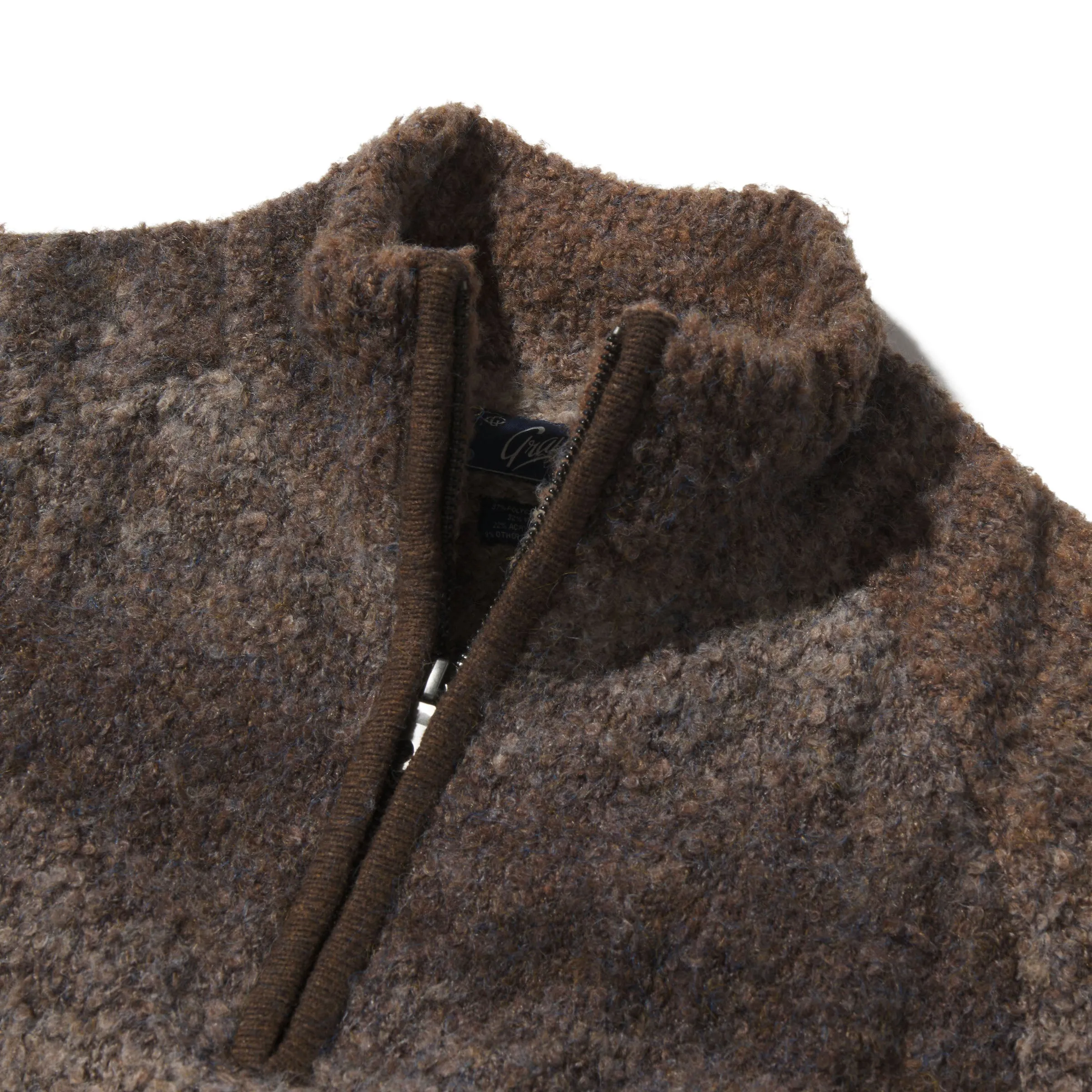 Ambassador Boucle Half Zip Sweater - Brown