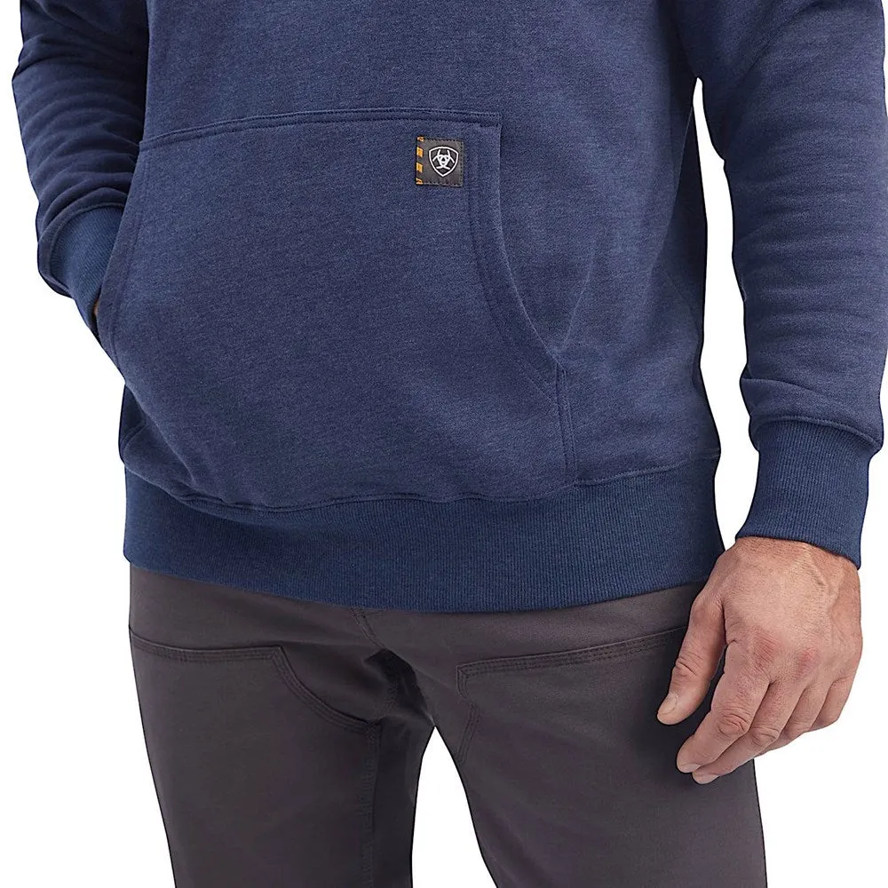 Ariat Mens Rebar Workman Quarter Zip Hoodie Navy Heather