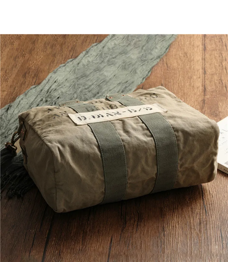 Army Green Canvas Mens Pilot Bag Canvas WWII Bag Canvas Army Weekender Bag Travel Bag for Men