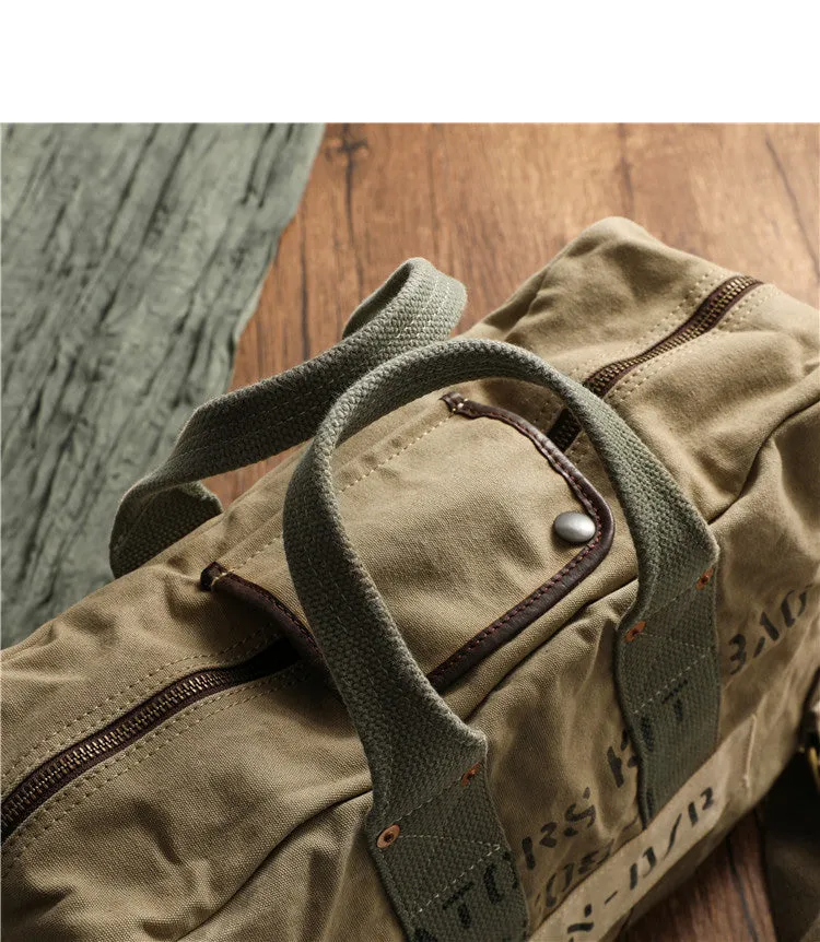 Army Green Canvas Mens Pilot Bag Canvas WWII Bag Canvas Army Weekender Bag Travel Bag for Men