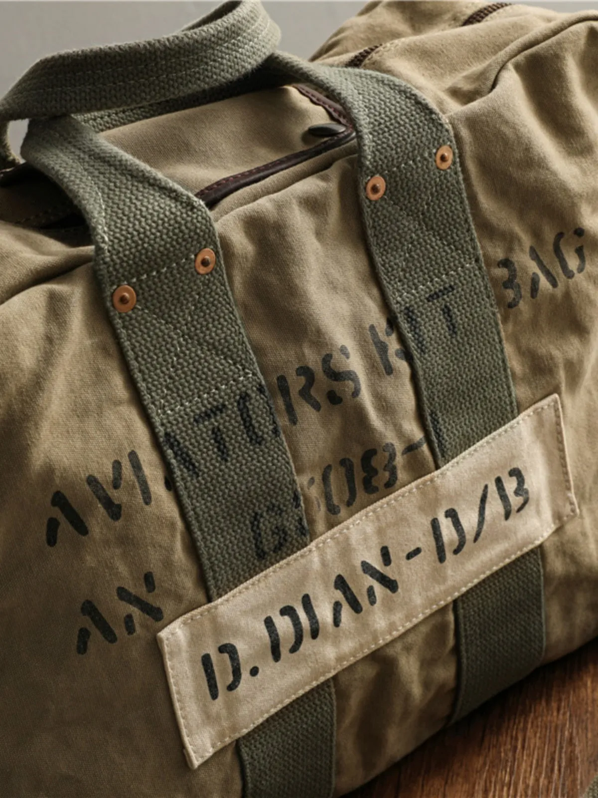 Army Green Canvas Mens Pilot Bag Canvas WWII Bag Canvas Army Weekender Bag Travel Bag for Men