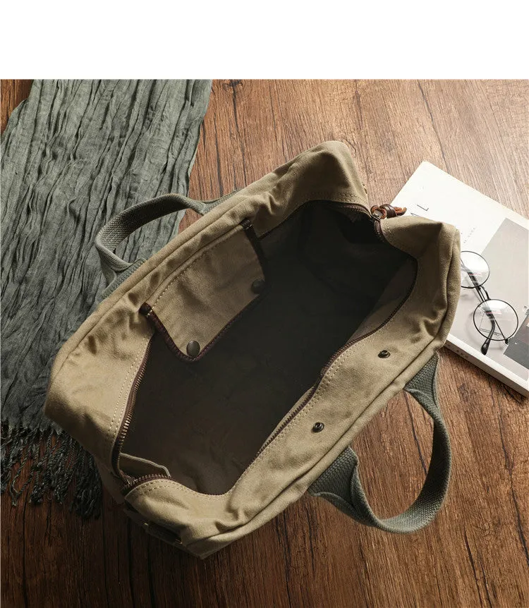 Army Green Canvas Mens Pilot Bag Canvas WWII Bag Canvas Army Weekender Bag Travel Bag for Men