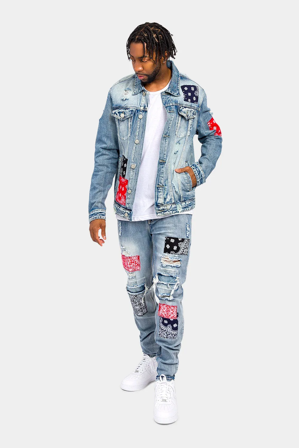 Bandana Paisley Patch Denim Jacket