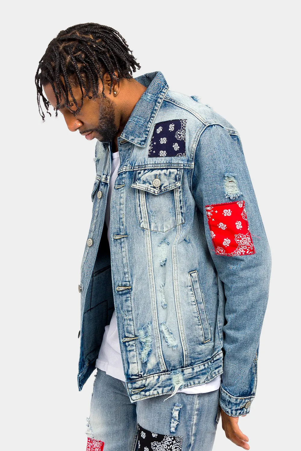 Bandana Paisley Patch Denim Jacket