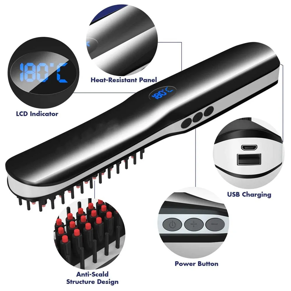 Beard  Hair Straightener Brush Hot Comb