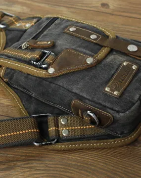 Black Denim Mens Small Shoulder Bag Sling bag Denim Chest Bag Sling Pack For Men