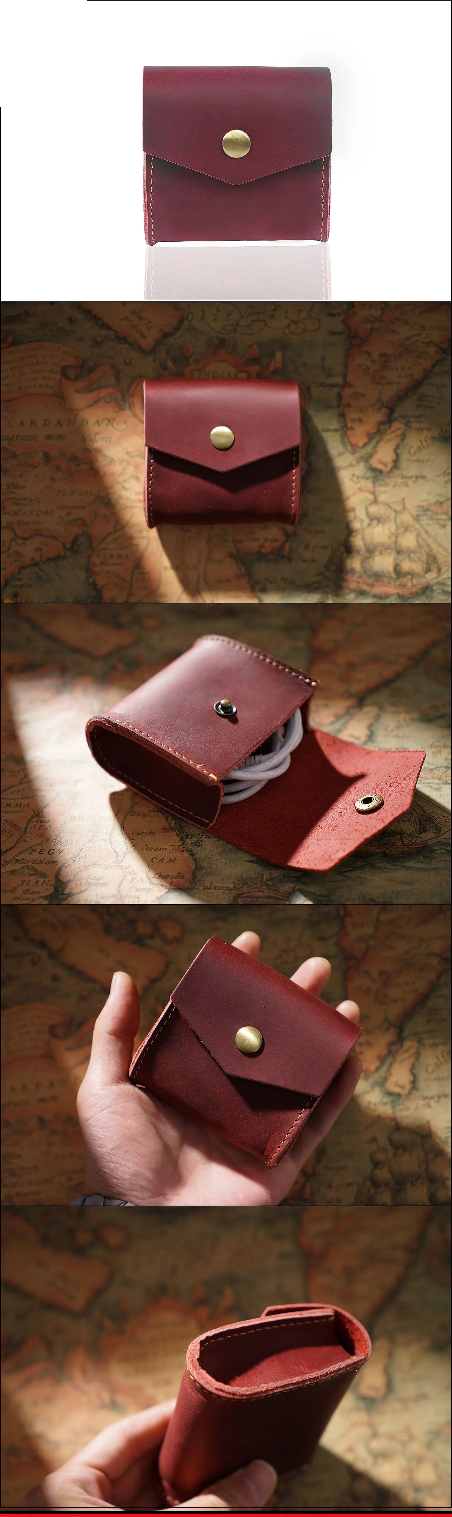 Black Small Card Holder Leather Men's Wallet Coin Holder Brown Charge Holder Small Wallet For Men