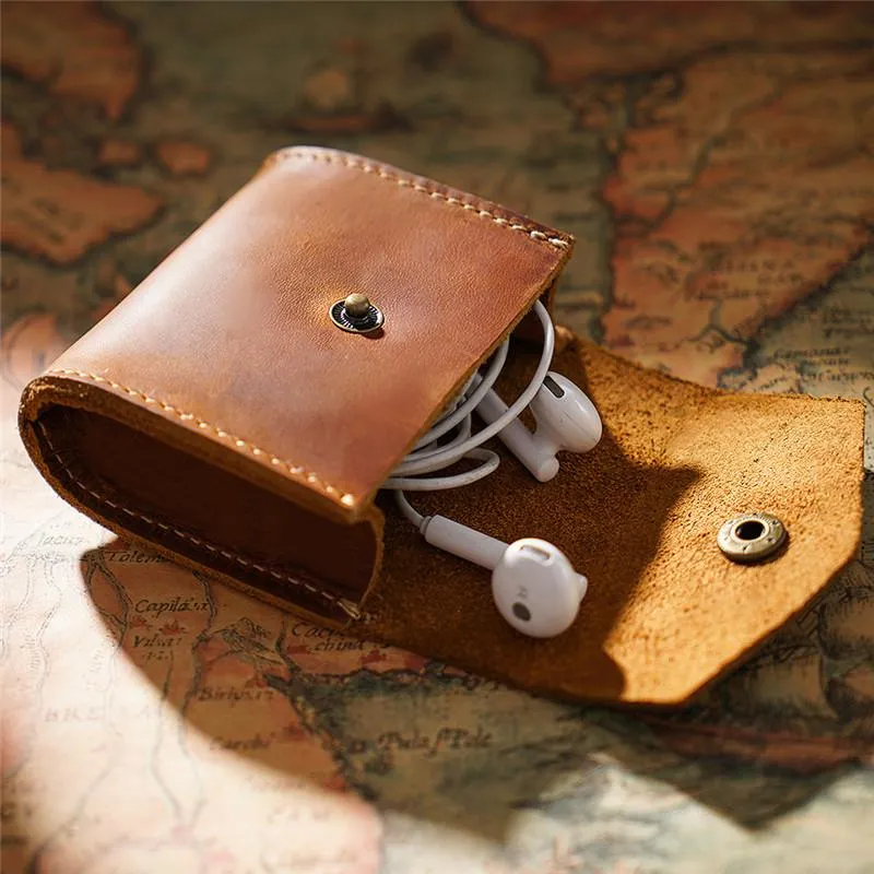 Black Small Card Holder Leather Men's Wallet Coin Holder Brown Charge Holder Small Wallet For Men