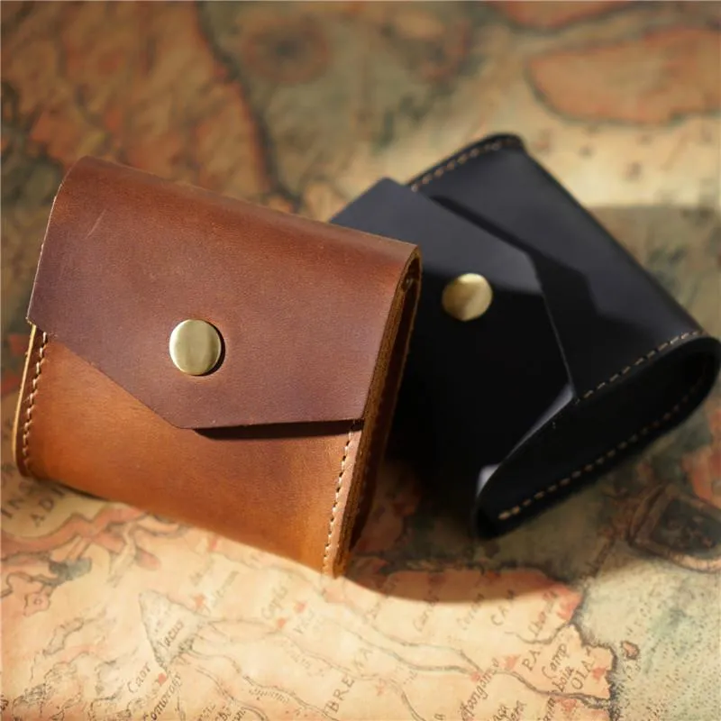 Black Small Card Holder Leather Men's Wallet Coin Holder Brown Charge Holder Small Wallet For Men