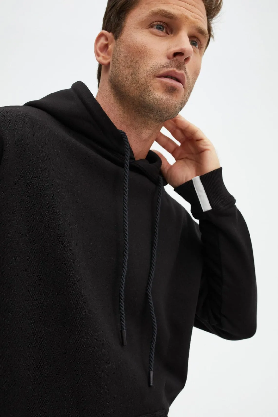 Black Solid Fleece Hoodie