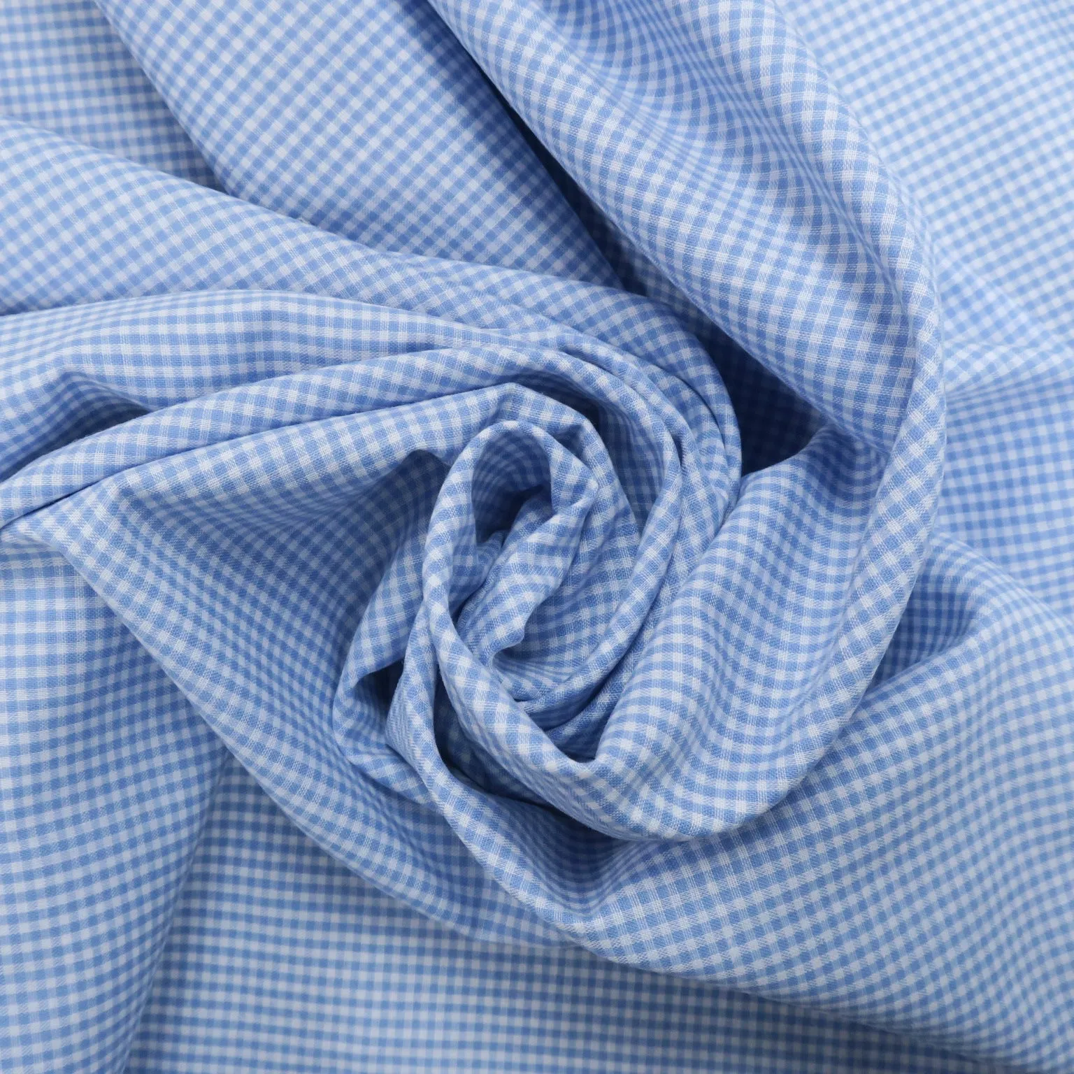 Blue And White Shepards Check Cotton Blended Broadcloth