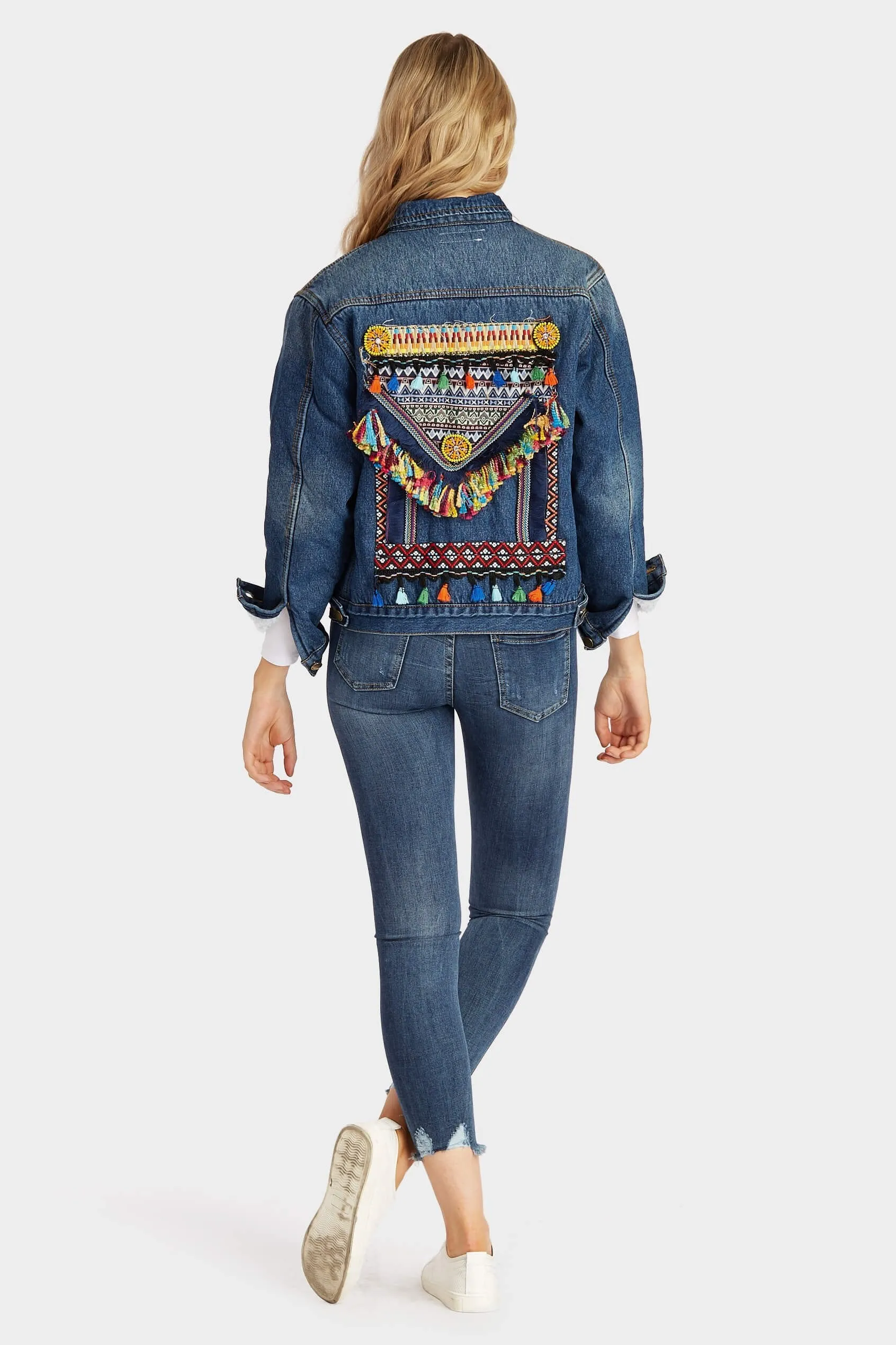 Blue Shearing Denim Jacket With Back Detail