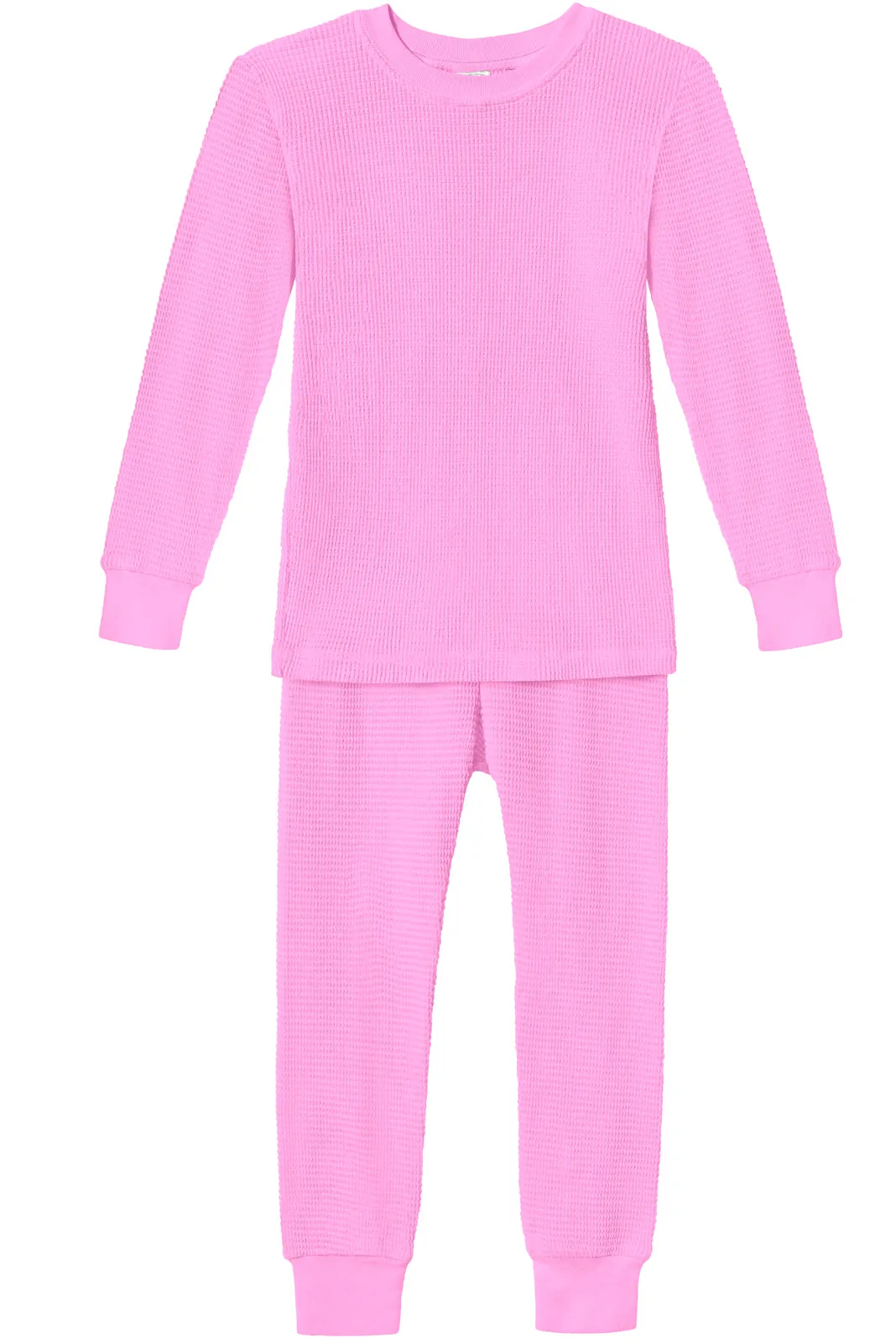 Boys and Girls 100% Cotton Soft & Warm Heavier Thermal Long John Set | Medium Pink