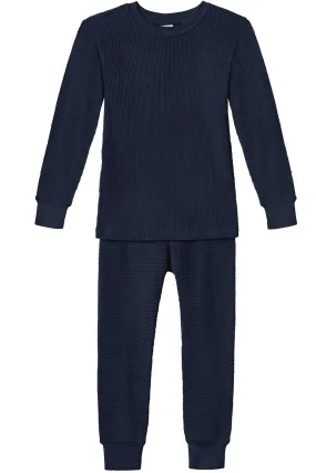 Boys and Girls 100% Cotton Soft & Warm Heavier Thermal Long John Set | Navy