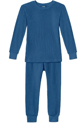 Boys and Girls 100% Cotton Soft & Warm Heavier Thermal Long John Set | Smurf