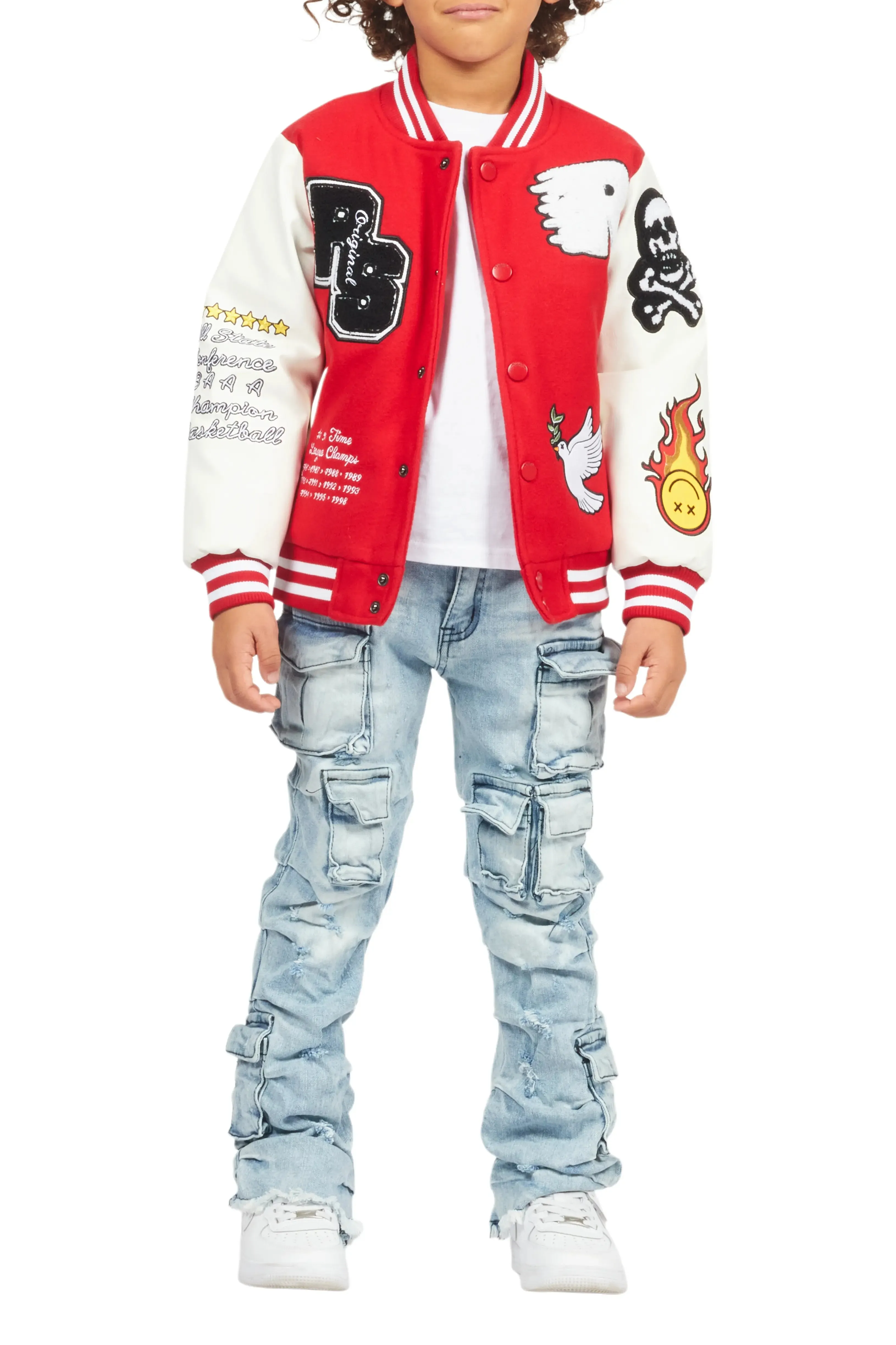 Boys Leaner Red Bomber Jacket