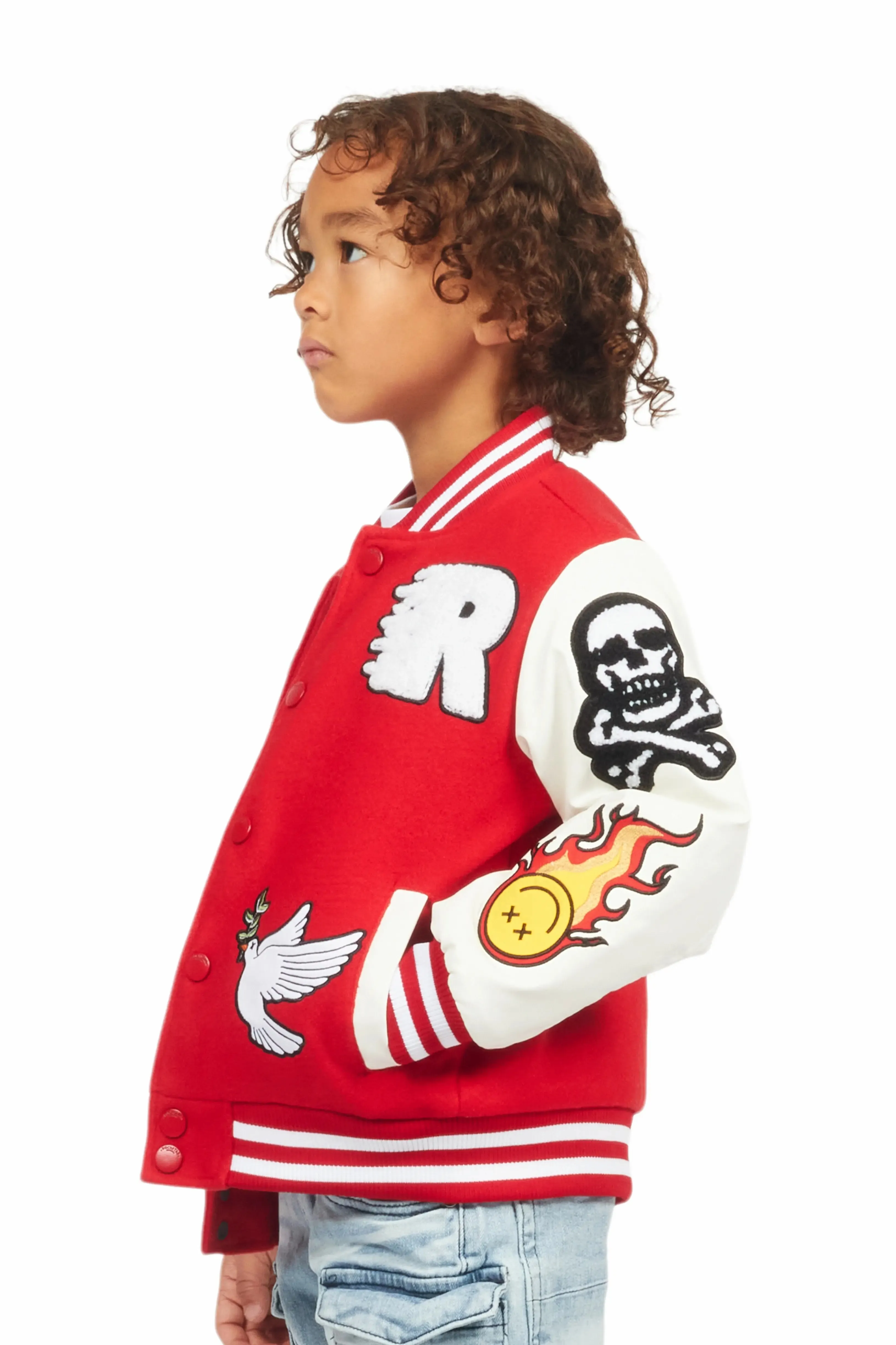 Boys Leaner Red Bomber Jacket