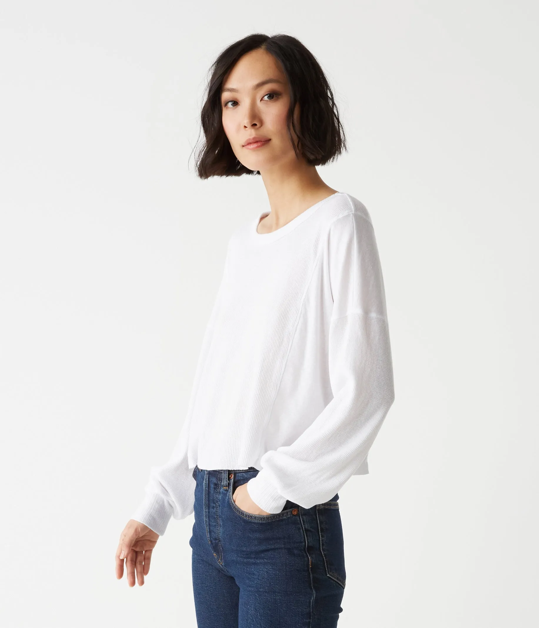 Cait Mixed Fabric Tee